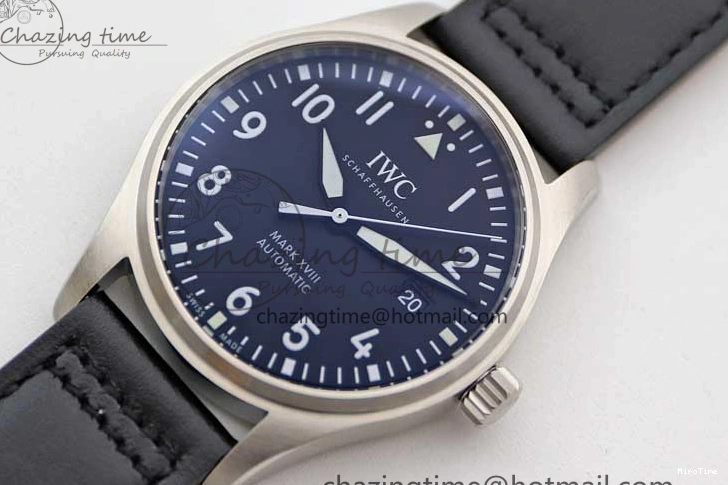 MIROTIME 0506 Vibrant Mark XVIII IW327001 SS M+F 1:1 Best Edition Black Dial on Black Leather Strap A 7055